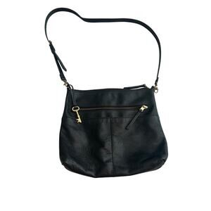 Fossil Fiona Black Leather Crossbody Tote Bag
